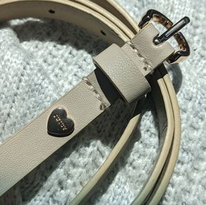 Juicy Couture thin belt (leather like feel) gold and off-white w/ "Juicy" heart